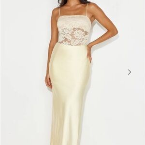 Hello Molly Butter Yellow Lace Slip Dress